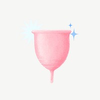 Pink menstrual cup, women's health illustration psd