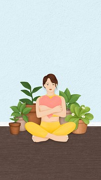 Woman plant lover iPhone wallpaper, hobby illustration