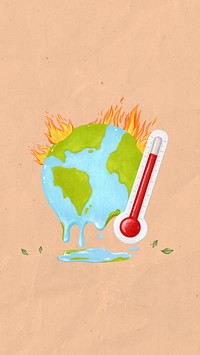 Melting globe iPhone wallpaper, environment illustration