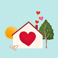 Home with heart illustration