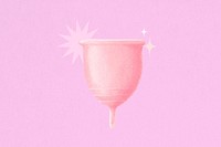 Pink menstrual cup, women's health illustration