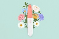 Positive pregnancy test, women's health, floral remix