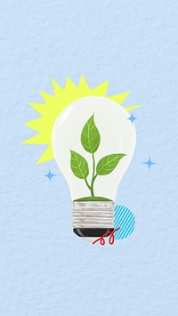 Plant light bulb mobile wallpaper, environment illustration