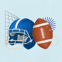 Rugby and helmet, sports illustration