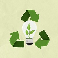 Renewable energy environment, plant light bulb remix
