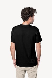 Men's black tshirt fashion back view isolated design