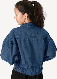 Woman in jeans jacket mockup