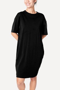 Black mini t-shirt dress mockup