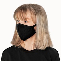 Black face mask psd mockup new normal youth apparel shoot
