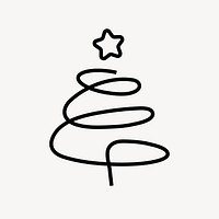 Christmas tree icon, line art design vector