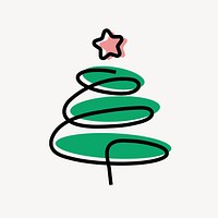 Christmas tree icon, line art design vector