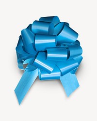 Blue ribbon bow, isolated object