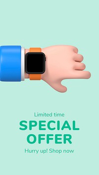 3D special offer template, shopping ad vector