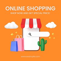 Online shopping Instagram ad template, special offer vector