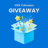 Giveaway Instagram post template, 3D advertisement vector