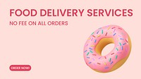 Food delivery blog banner template, small business, pink design vector