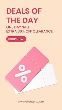 3D sale Instagram story template, online shopping design vector