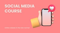 Cute social media presentation template, 3D design vector