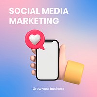 Social media marketing ad template, editable 3D design psd