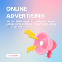 Online advertising Facebook ad template, editable 3D design vector