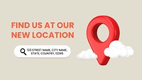 Location Facebook event cover template, editable cute 3D design vector