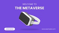 3D metaverse blog banner template, virtual world ad vector