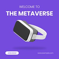 Editable metaverse Instagram post template, 3D design psd