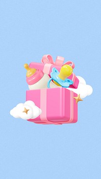 Baby birthday gifts iPhone wallpaper, 3D bottle & pacifier remix