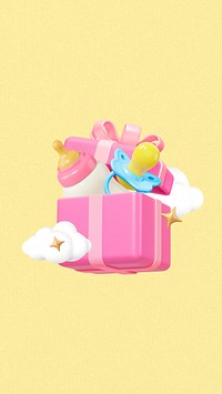 Baby birthday gifts iPhone wallpaper, 3D bottle & pacifier remix