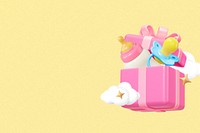 Baby birthday gifts background, 3D bottle & pacifier remix