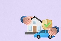 House & car insurance background, 3D remix