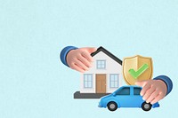 House  & car insurance, 3D remix