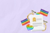 Gay marriage certificate background, 3D LGBTQ remix