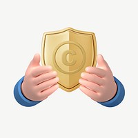 Copyright protection shield, 3D law remix psd
