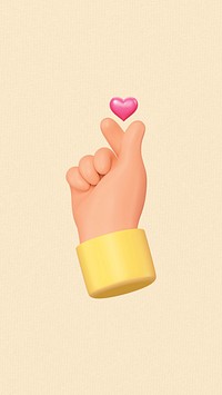 Mini heart iPhone wallpaper, 3D hand sign illustration