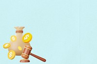 Financial law background, 3D gavel & money bag remix