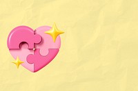 Pink jigsaw heart background, 3D Valentine's remix