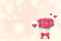 Pink rose bouquet background, 3D Valentine's celebration remix