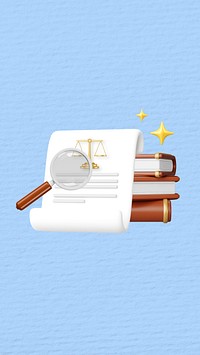 Law iPhone wallpaper, magnifying glass & parchment, 3D law remix