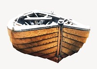 Brown wooden boat, isolated design