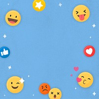 Emoticon frame background, blue, paper textured design