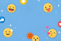 Emoticon frame background, blue, paper textured design