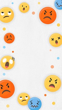 Angry emoticon frame, iPhone wallpaper, white, paper textured design