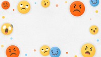 Angry emoticon frame desktop wallpaper, white, paper textured design