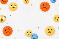 Angry emoticon frame background, white, paper textured design