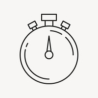 Stopwatch timer, health & wellness minimal line art illustration vector