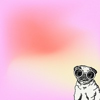 Pug dog  border background, pink gradient design