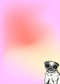 Pug dog  border background, pink gradient design