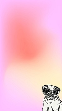 Pug dog  border iPhone wallpaper, pink gradient design