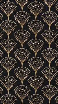 Gatsby palmette patterned iPhone wallpaper, dark brown design